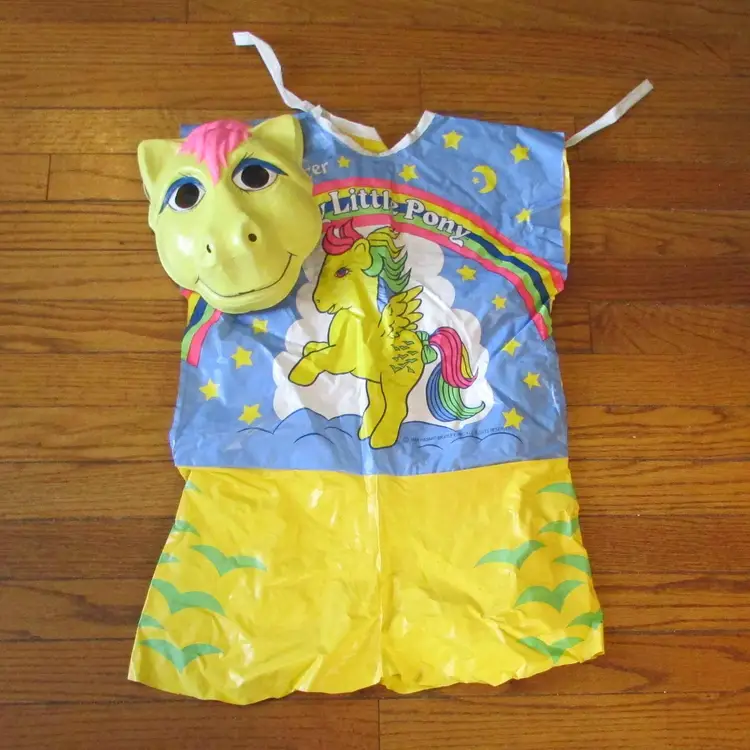 vintage My Little Pony Skydancer children 8-10 Ben Cooper MLP Halloween costume plastic mask