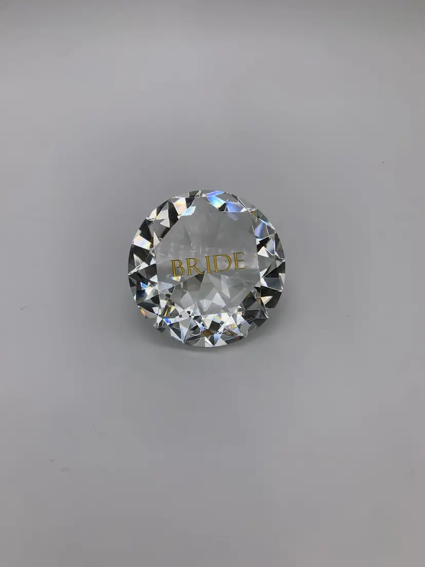 Oleg Cassini Huge Bride’s Crystal Glitter Diamond Clear Paperweight (SIGNED) Vtg