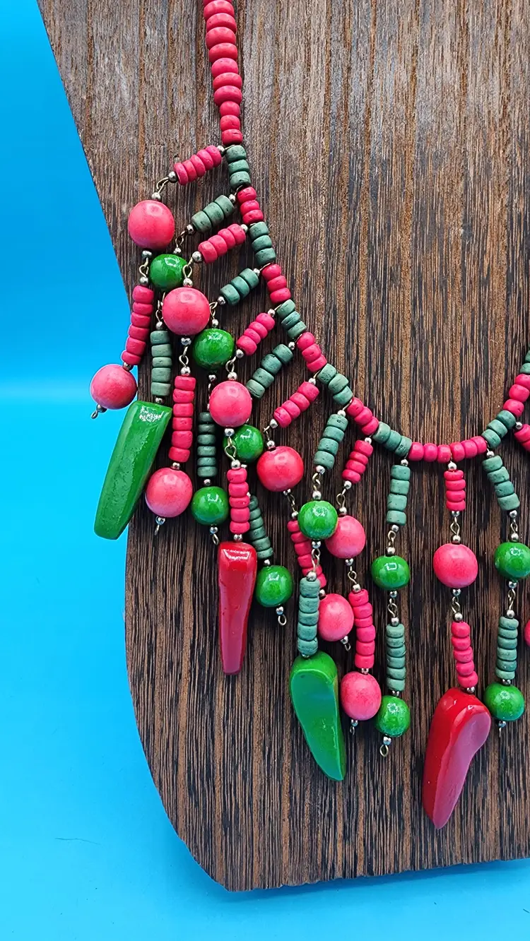 Painted Wooden Beaded Necklace