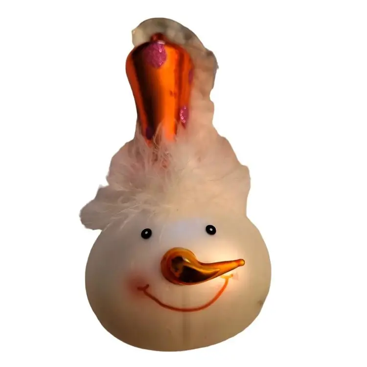 Whimsical Christmas Large 6" Snowman Hand Blown Glass Ornament *READ*