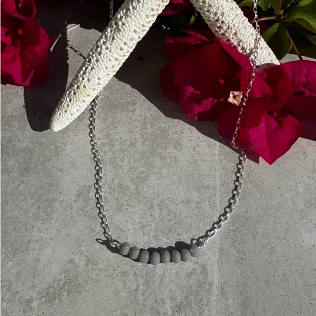 #49 Sterling Silver Minimalist Magnesite Bead Bar Necklace