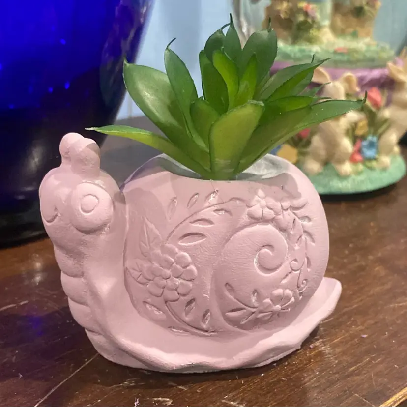 pink snail planter