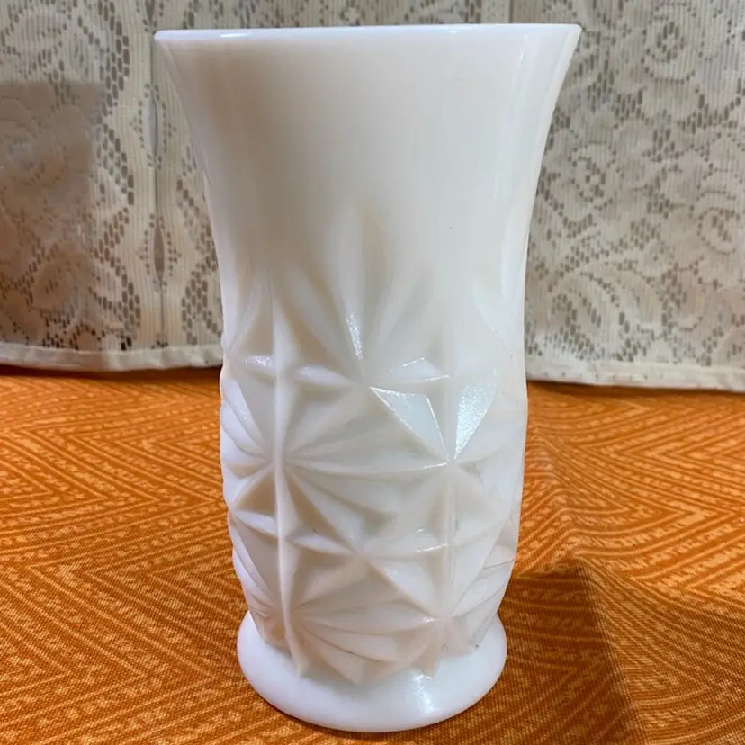 Hazel Atlas Starburst Milk Glass Vase