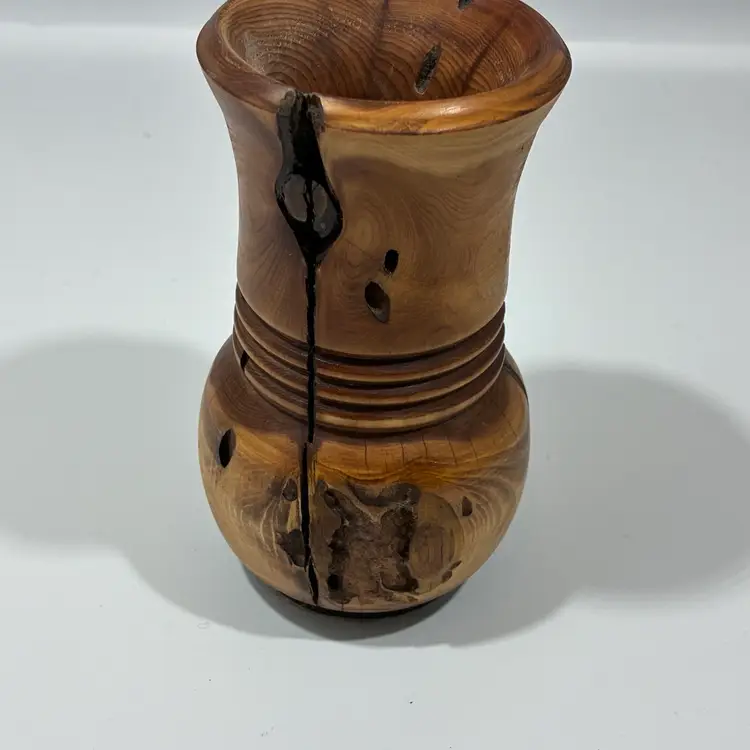 Burlwood Knotted Vase Signed And Dated