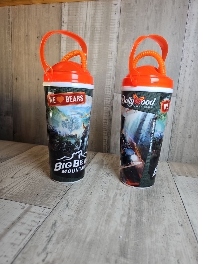 Dollywood Big Bear Mountain Tumbler Cups – 24oz Pair (2023 Souvenir Set)