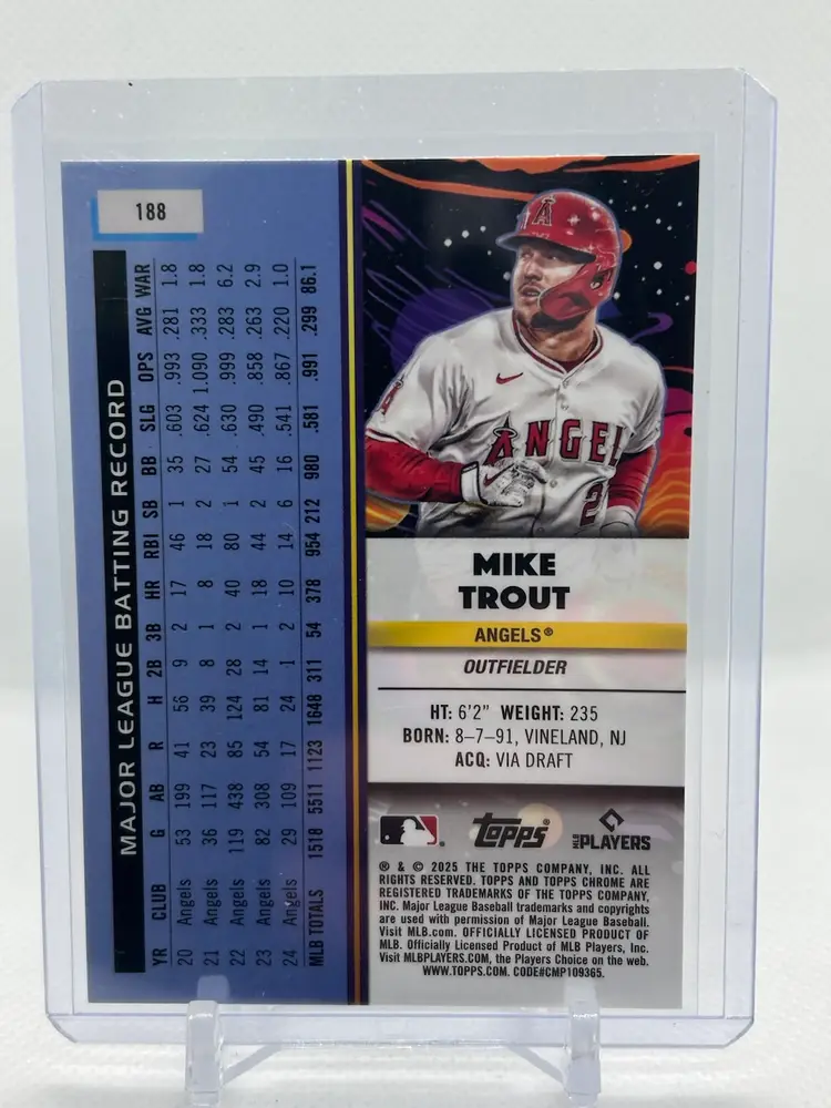 Mike Trout 2025 Topps Cosmic Chrome White Hole SP Los Angeles Angels