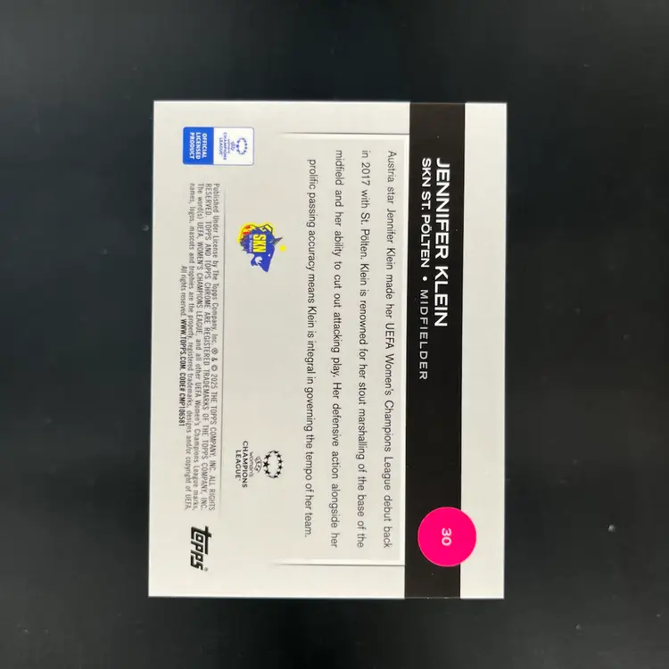Jennifer Klein 2024/25 Topps Chrome Pink /250 Soccer Card