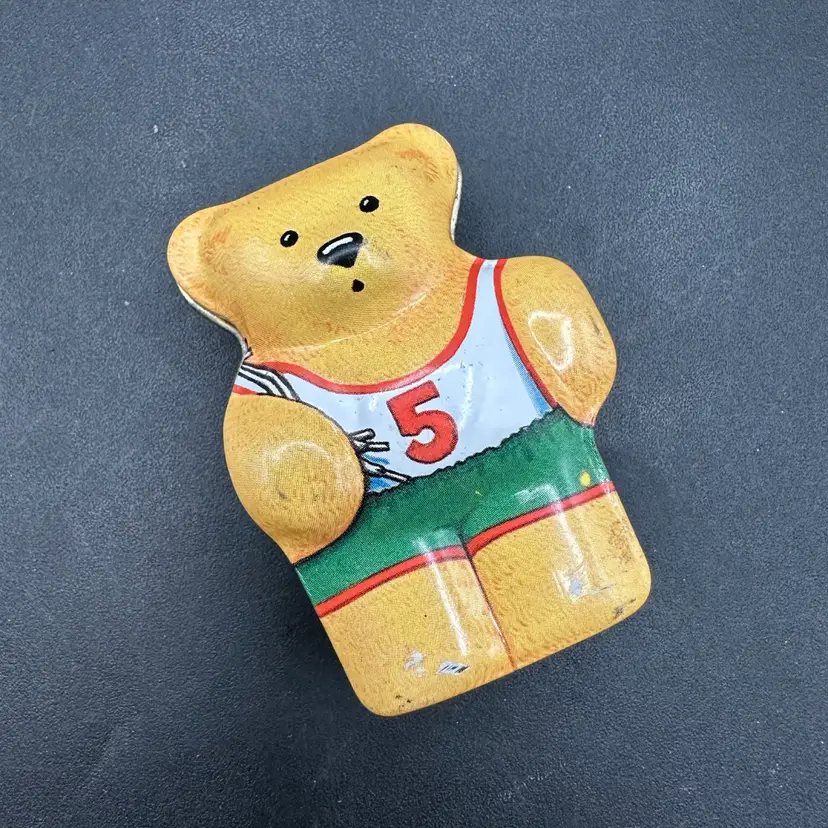 Sporty Basketball Bear Mini Tin, Hunkydory Designs 2.5”T 1.5”W