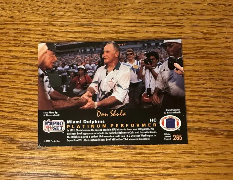 Don Shula Miami Dolphins Pro Set Card NFL Football Coach