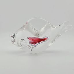 Signed Art Glass Fish with a Pink Fish Center Paperweight