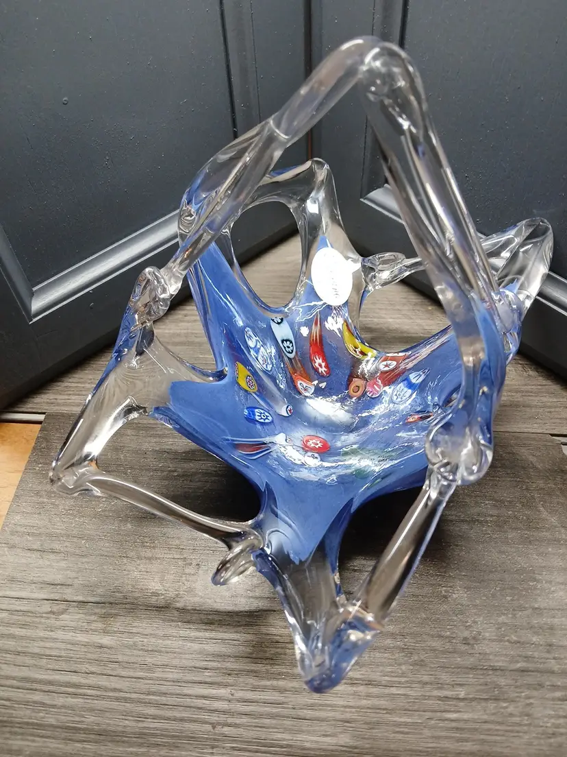 Murano Millifiori Glass Bowl Cobalt Blue