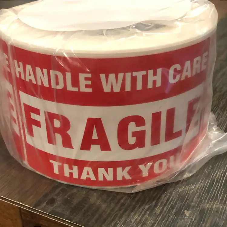 Two Rolls- “Fragile” Label Stickers 500 Count Per Roll 3” X 5”