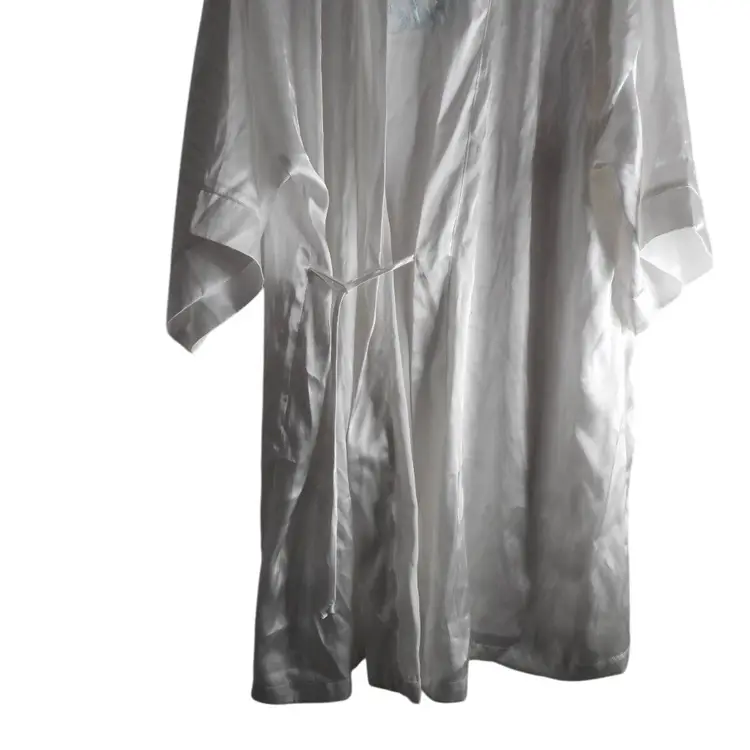 White Satiny Bride Robe Lingerie Sz M/L tie close