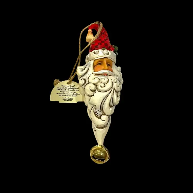 CHRISTMAS ORNAMENT FOLK ART SANTABy Jim Shore Heartwood Creek Christmas Holiday Party Celebration Winter GiftQuilt Beard Hat Bell