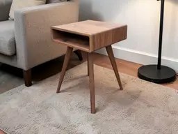 Aspen Walnut Side Table – Solid Walnut Modern End Table with Storage | Handmade