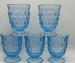 Vintage Indiana Glass Light Blue Drinking Glasses