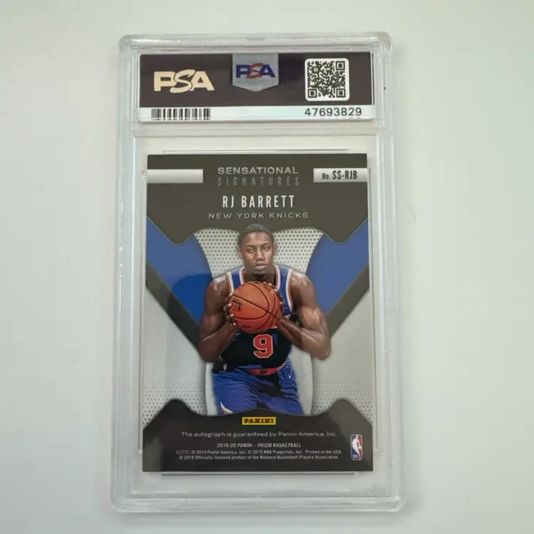 2019 PANINI PRIZM RJ BARRETT SENSATIONAL SIGNATURES ROOKIE AUTO RC PSA 8 SS-RJB