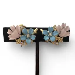 20. Vintage Crown Trifari Fleurette Enamel Over Metal Clip-on earrings