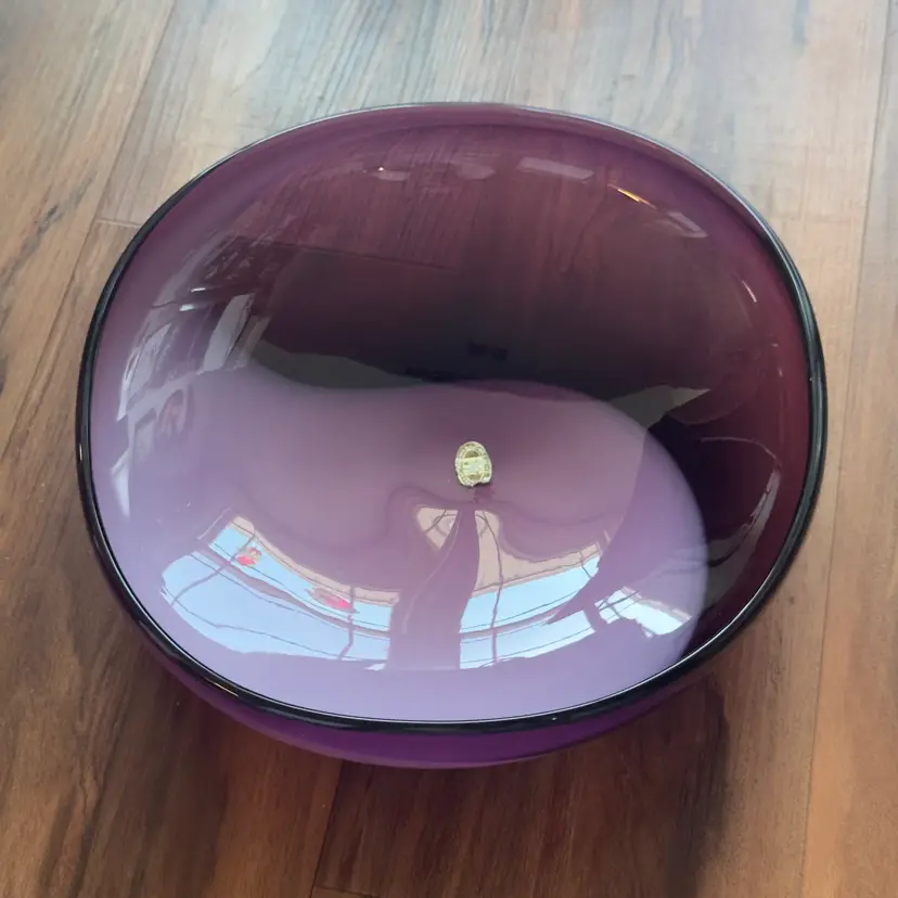 #1618 Fukushima Glass Japan Does Be Layered Purple Play No Glass Shallow Bowl Hand Made