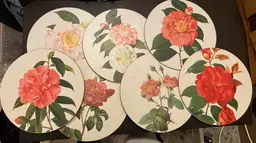 VTG Lady Clare Round Flowered Tablemats 11" diameter Lot of 7