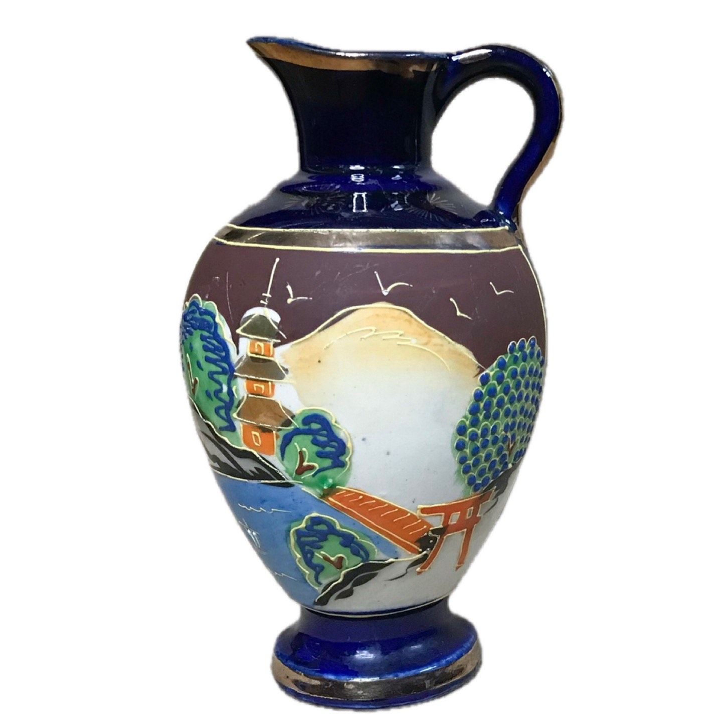 Niknax · Vintage Small Landscape Pitcher Vase Hand Painted Japan