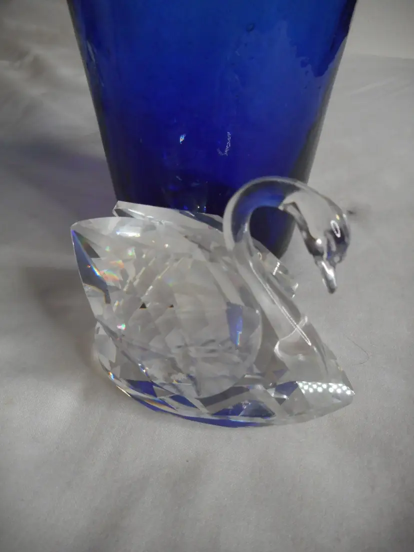 Vintage Miniature Swarovski Crystal Swan Figurine Paperweight Signed Estate Find