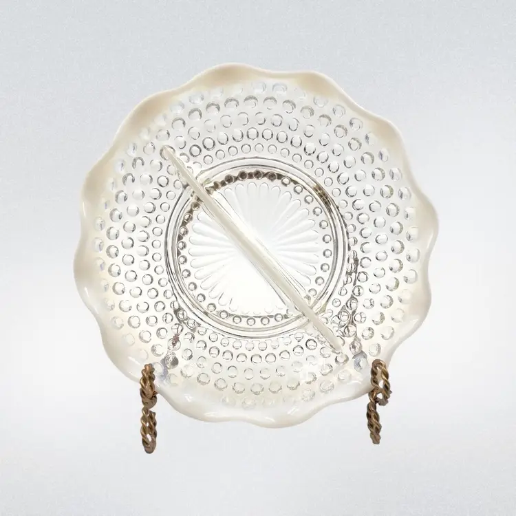 8" Moonstone Divided Serving Dish Opalescent