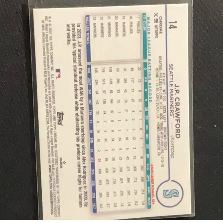 JP Crawford 2024 Topps Chrome Seattle Mariners