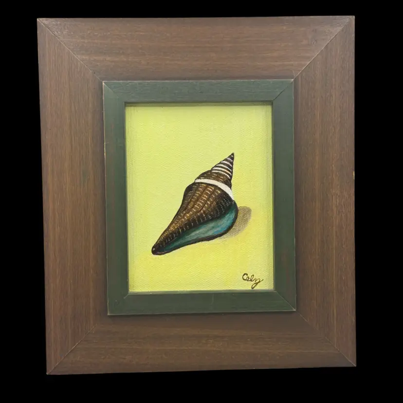 Vintage Original Signed Painting Of A Spiral Shell