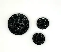 Vintage Signed Weiss Black Metal And Rhinestone Brooch and Earrings Set