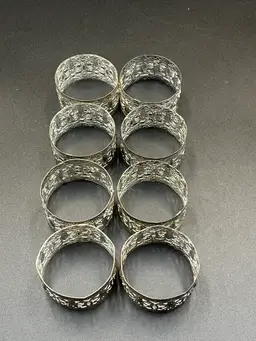 (8) Silver Plated Napkin Rings