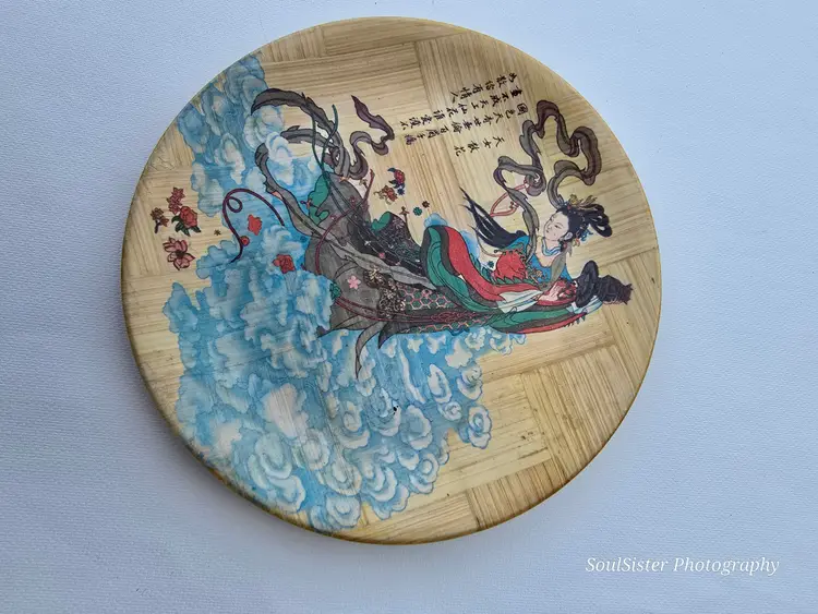 Vintage Oriental Bamboo Plate Made In Taiwan Republic Of China