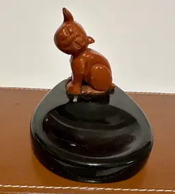 Art deco Carved Bakelite Cat Dish Tray Dresser Desk