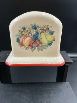 Ceramic Avon Sweet Country Harvest napkin holder, 1970s