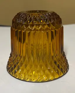 Sold Indiana Glass Amber Diamond Point Pedestal Fairy Lamp TOP ONLY 3.75” tall