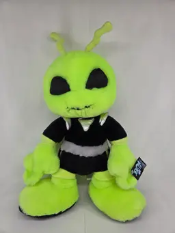 Vintage Nanco Martian Plush Alien Black & Silver Uniform 1997 12” With Tag