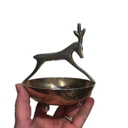 Sheridan MCM Silver plated Reindeer Nut Dish Bowl Footed