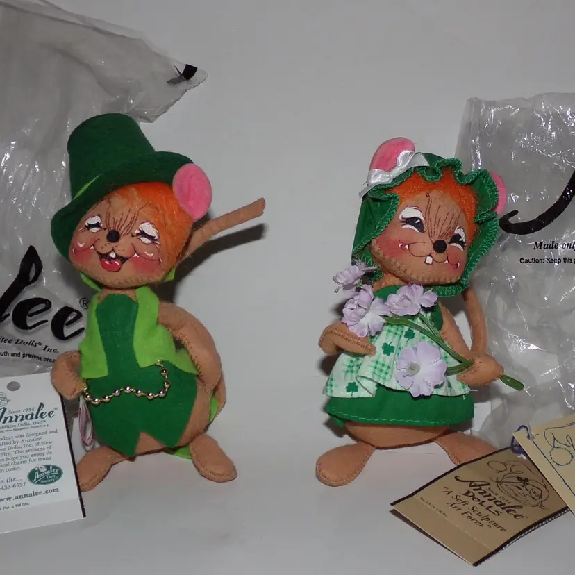 Vintage 1998/99 AnnaLee, St.  Patrick's/ St. Paddy's Day Mice, NWTs, NIPs!!