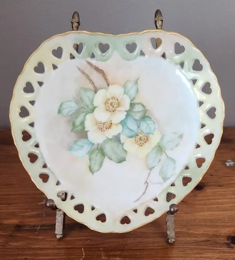 Hand Painted Heart Shaped Plate