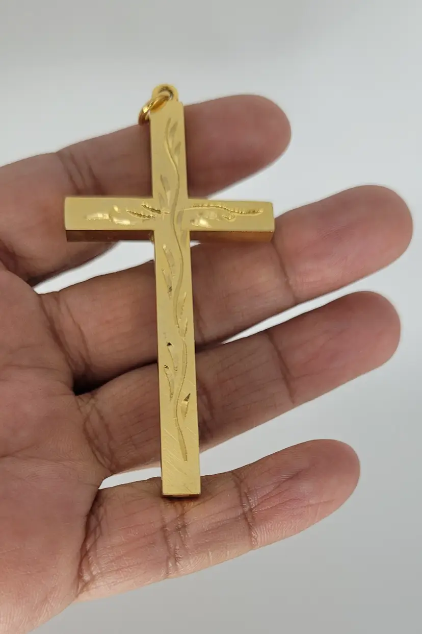 Large Goldtone Cross Pendant
