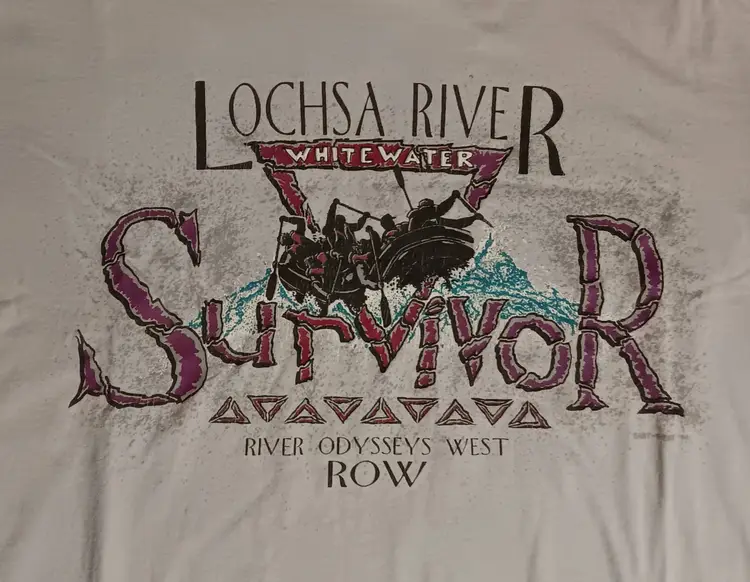 vintage single stitch Whitewater Rafting Survivor t-shirt Lochsa River canoe