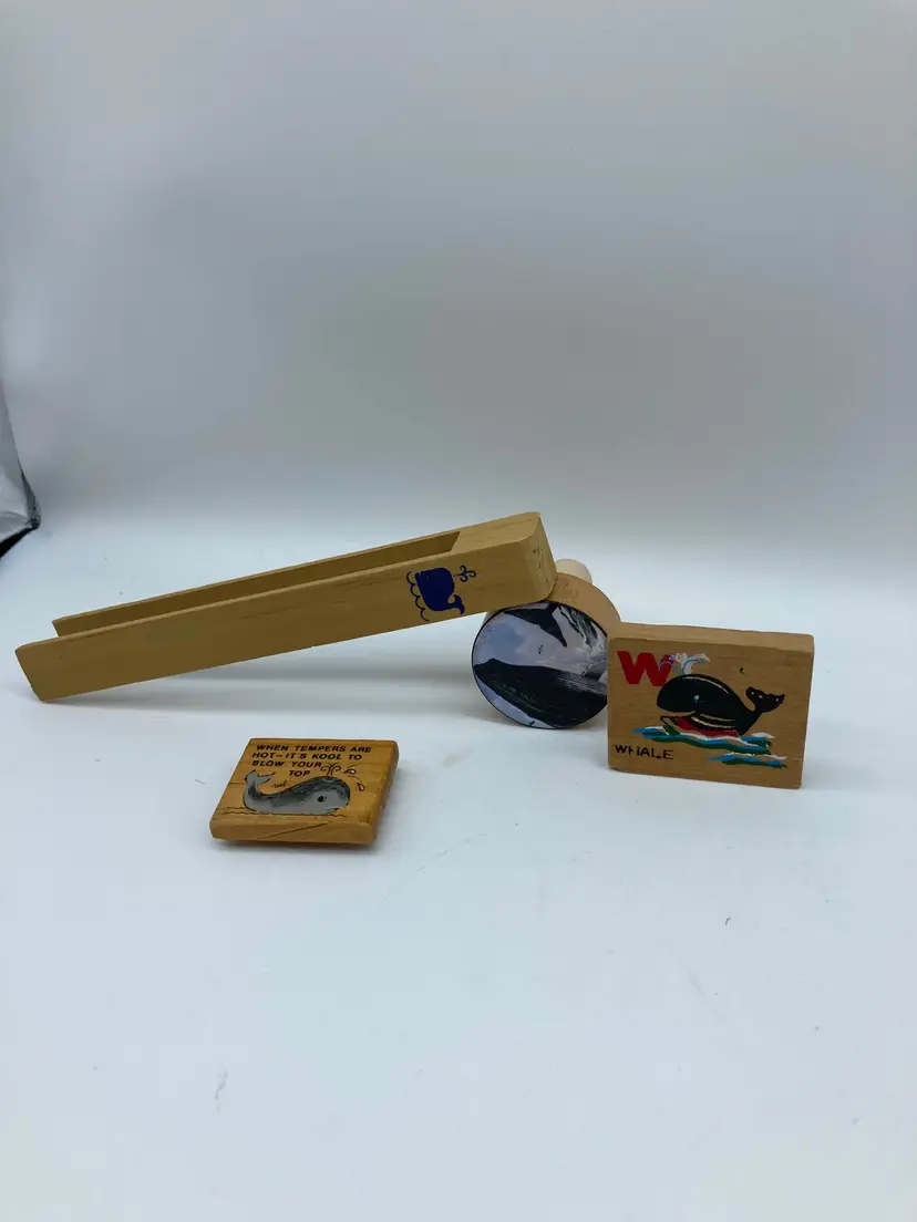 Misc Wooden Items: Toaster Tongs, Whale Cork, Whale Block, Whale Magnet