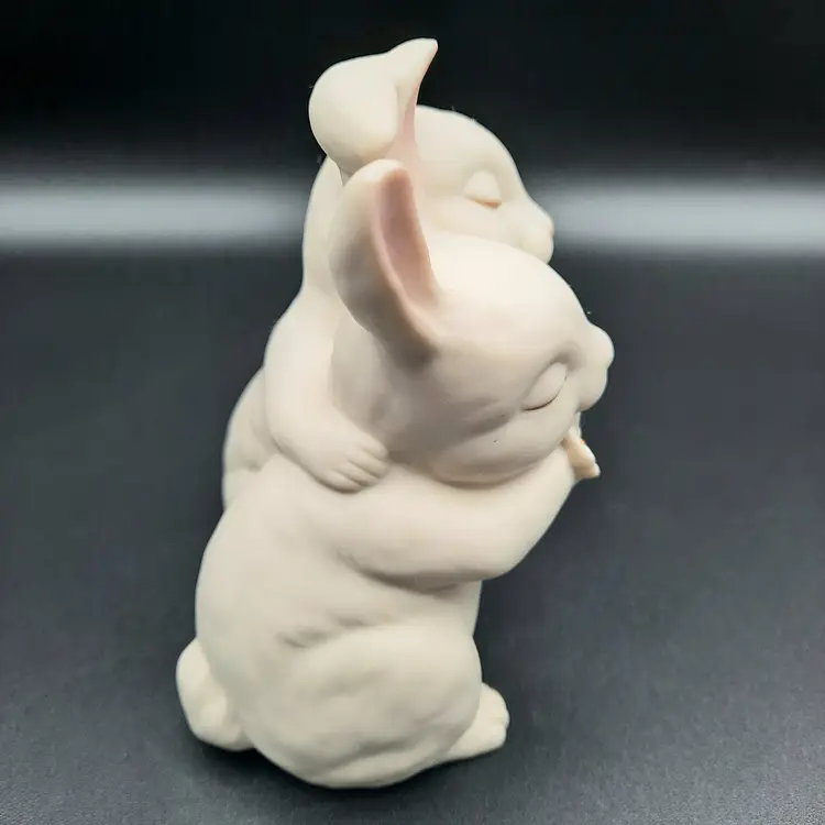 Vintage Homco "He Loves Me" Hugging Bunny Rabbits Figurine 1990