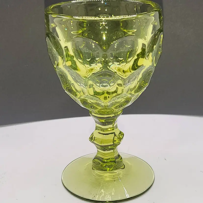 Vintage Avocado Green Juice Glass Provincial Pattern Replacement