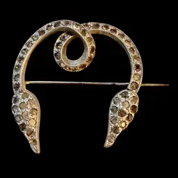 Antique Pot Metal And Paste Stones Brooch 2.7”