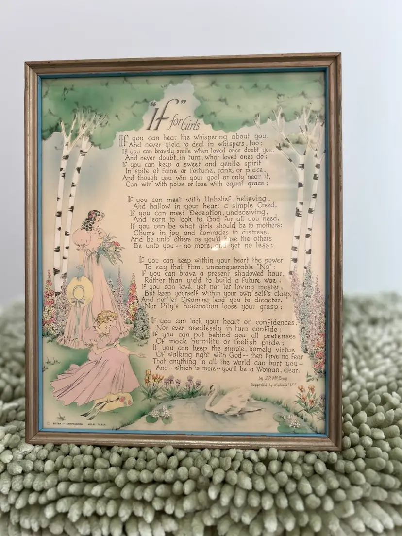 Framed Print Of Poem “If for Girls”