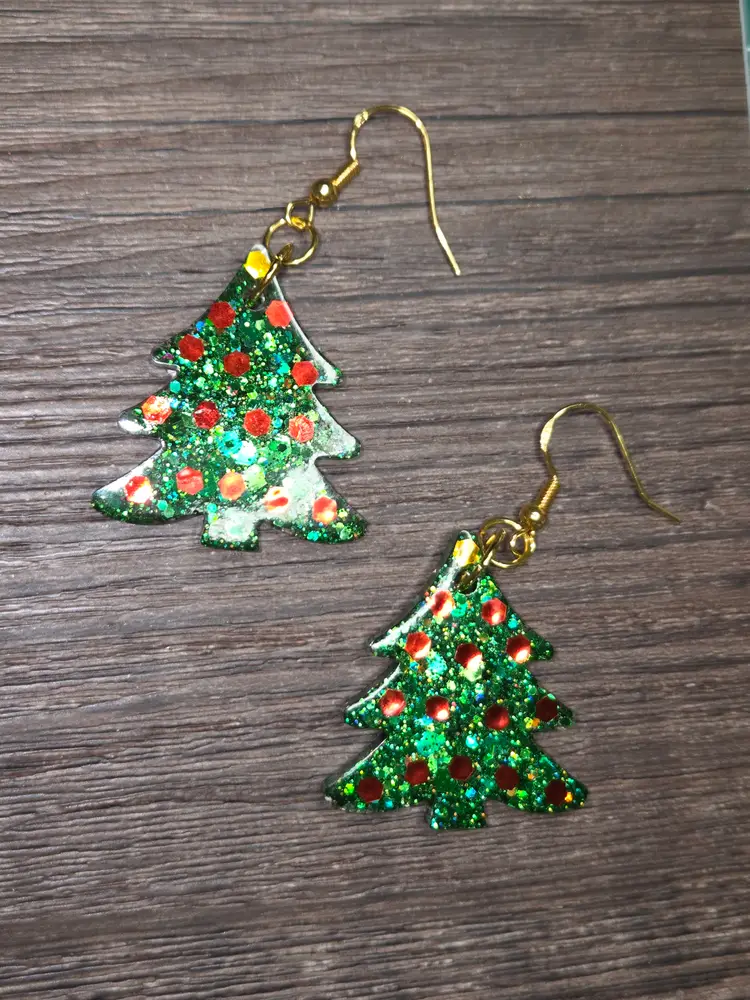 Handmade Resin Tree Earrings