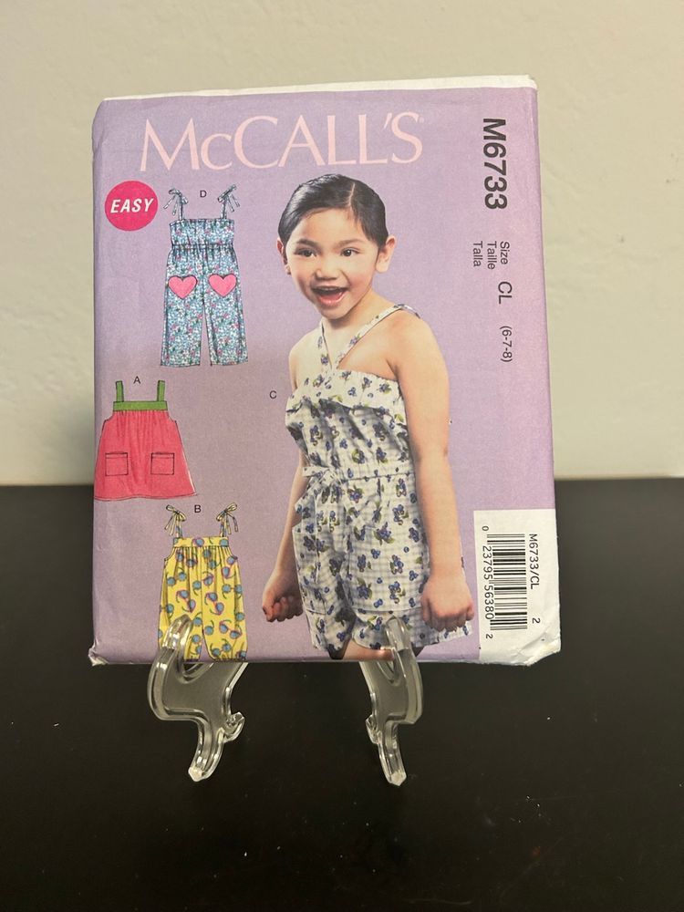 McCall’s Pattern M6733 Girls Dress Rompers Jumpsuit Uncut FF