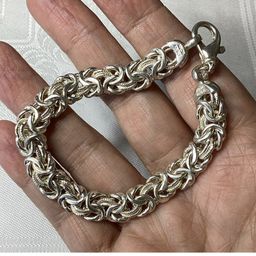Vintage Milor Italy Sterling Silver Byzantine Chain Link Bracelet 20.1g. 7”