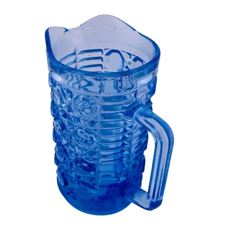 Indiana Glass Windsor Blue Milk Pitcher Vintage CottageCore 6”